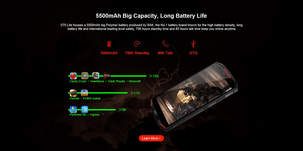 Doogee S70 Lite - характеристики батареи